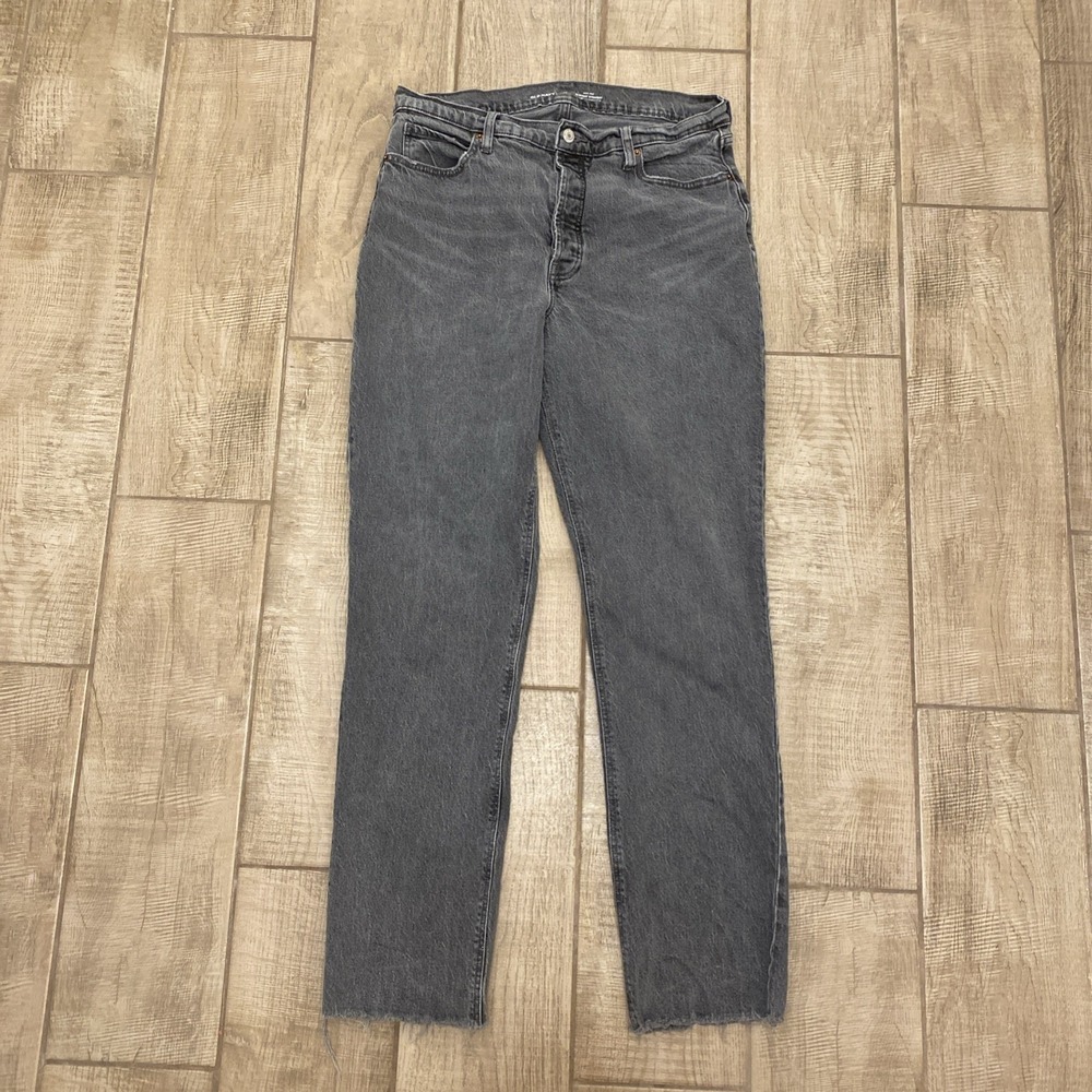 Old Navy Slouchy Straight Jeans Women Charcoal 12 Tall Secret Slim Pockets